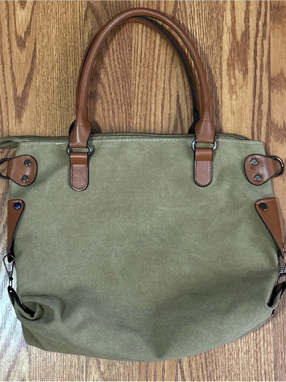Vintage Paris Stamped Lightweight Canvas Hobo Travel Tote Zipper Closure Brown - Picture 5 of 16